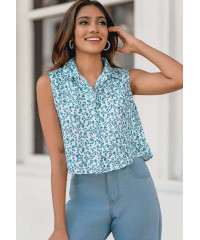 MARIA BLUE FLORAL SLEEVELESS TOP