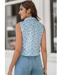 MARIA BLUE FLORAL SLEEVELESS TOP