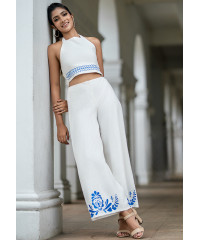 KATEY BLUE EMBROIDERY PANT
