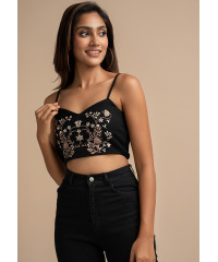 ZOE EMBROIERED CROPPED CAMI