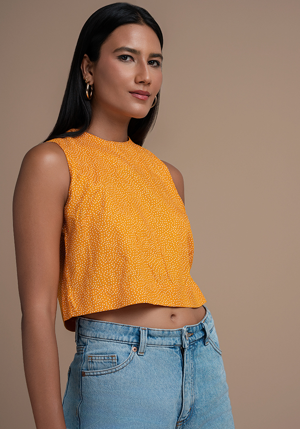 ZION PRINT CROP BLOUSE