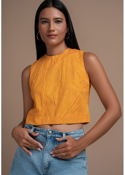 ZION PRINT CROP BLOUSE