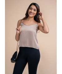 LORA V NECK BEIGE SKINNY