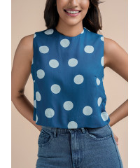 ZION WHITE DOTTED PRINT CROP TOP