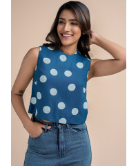 ZION WHITE DOTTED PRINT CROP TOP