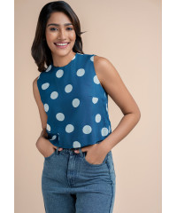 ZION WHITE DOTTED PRINT CROP TOP