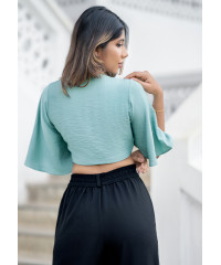 MIDLY FLARED GREEN TOP