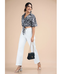 ALEXIE FRONT KNOT CROP BLOUSE