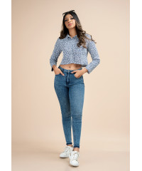 ABBA LONG SLEEVE CUTLOAN CROP BLOUSE