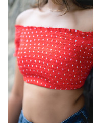 ZION DOTTED RED CROP BLOUSE