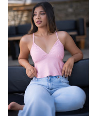 STRPAP TEASE PINK CROP 