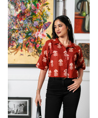 AMELIA BROWN CROP SHIRT