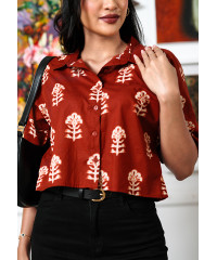 AMELIA BROWN CROP SHIRT