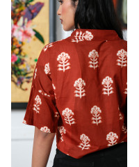 AMELIA BROWN CROP SHIRT