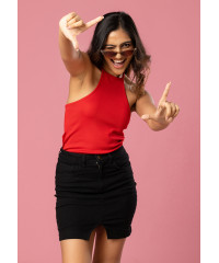 ISSABEL HALTER NECK RED TOP