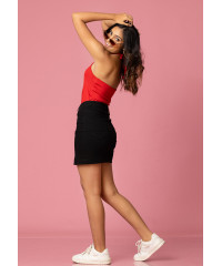 ISSABEL HALTER NECK RED TOP