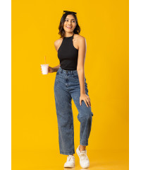 ISSABEL HALTER NECK BLACK  TOP