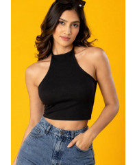 ISSABEL HALTER NECK BLACK  TOP