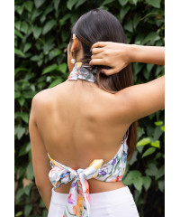 GABRIELLE HALTER NECK CROP BLOUSE