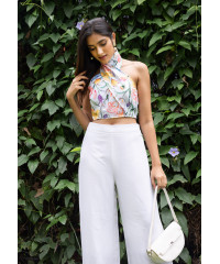 GABRIELLE HALTER NECK CROP BLOUSE