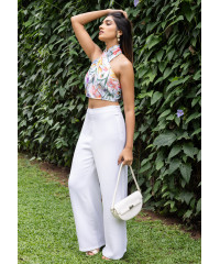 GABRIELLE HALTER NECK CROP BLOUSE