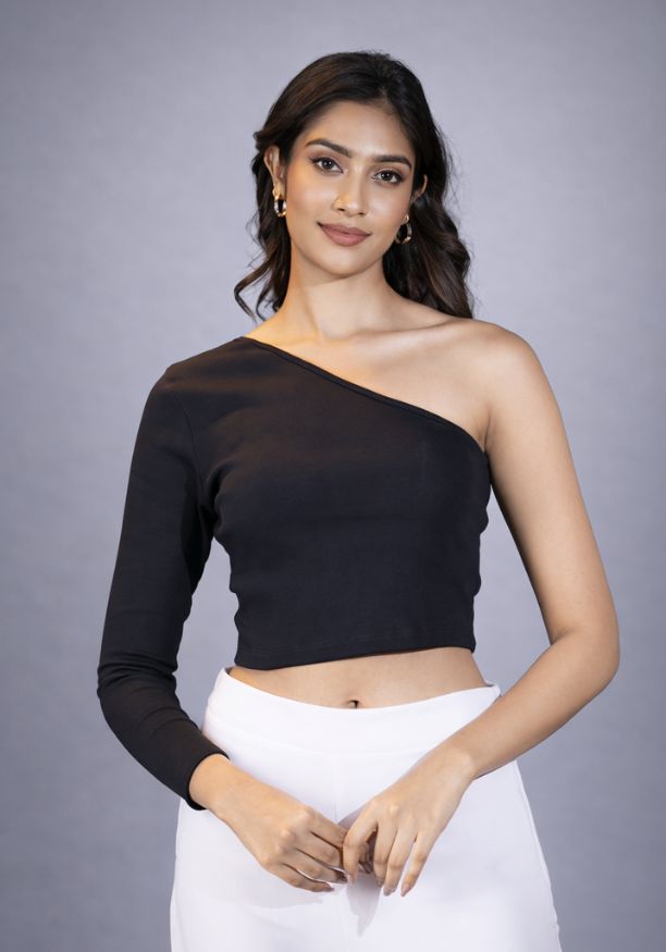 SALMA BLACK ONE SHOULDER TOP