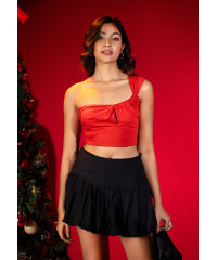 PETRIA RED ONE SHOULDER CROP TOP 