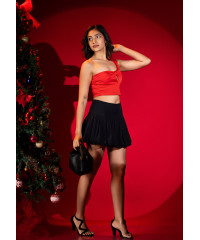 PETRIA RED ONE SHOULDER CROP TOP 
