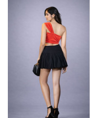 PETRIA RED ONE SHOULDER CROP TOP PETRIA RED ONE SHOULDER CROP TOP