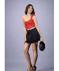 PETRIA RED ONE SHOULDER CROP TOP PETRIA RED ONE SHOULDER CROP TOP