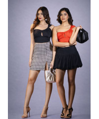 PETRIA RED ONE SHOULDER CROP TOP PETRIA RED ONE SHOULDER CROP TOP