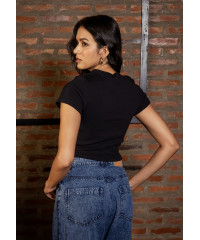 CLAUDIA BLACK CROP T SHIRT
