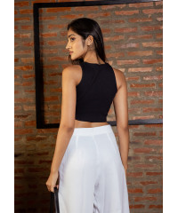 SOYA SHOULDER BLACK CUT OUT CROP TOP