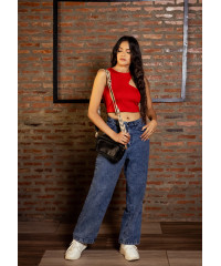SOYA SHOULDER RED CUT OUT CROP TOP
