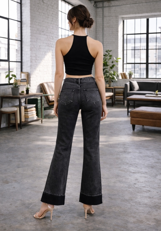 BLACK LOLA WIDE FOLD PANT 