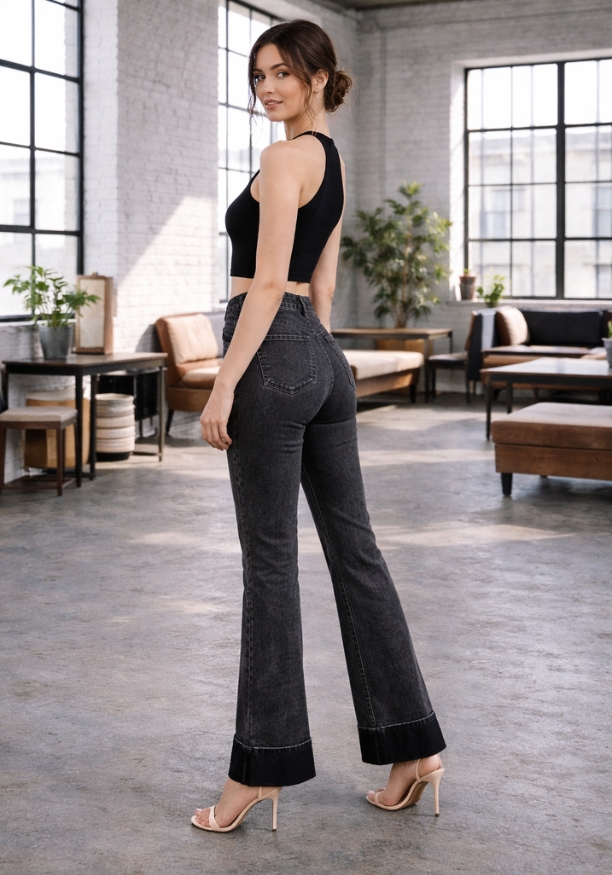 BLACK LOLA WIDE FOLD PANT 
