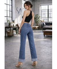 MID BLUE LOLA WIDE FOLD PANT 