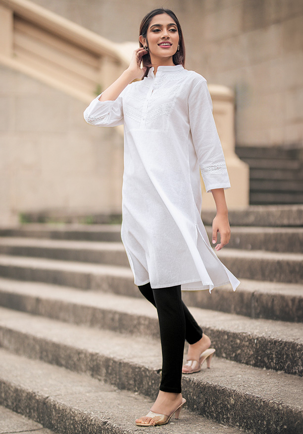 ANYA WHITE LACE KURTHA 