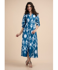 ABSTRACT PRINTED BLUE KURTHA 