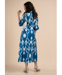 ABSTRACT PRINTED BLUE KURTHA 