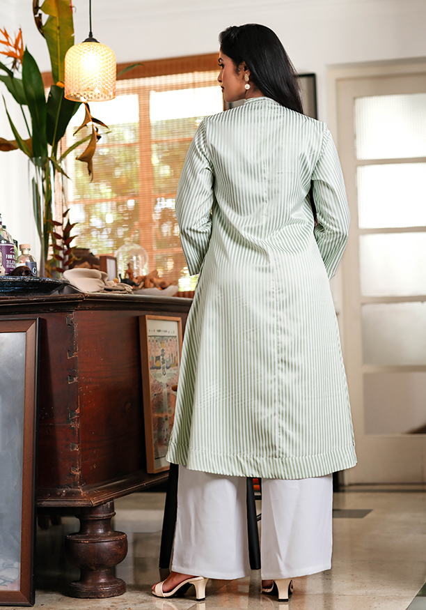 TAHIRA GREEN STRIPE KURTA Nilsonline