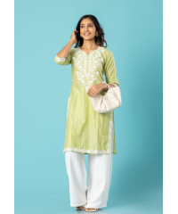 AFRA GREEN  EMBROIDERY KURTHA