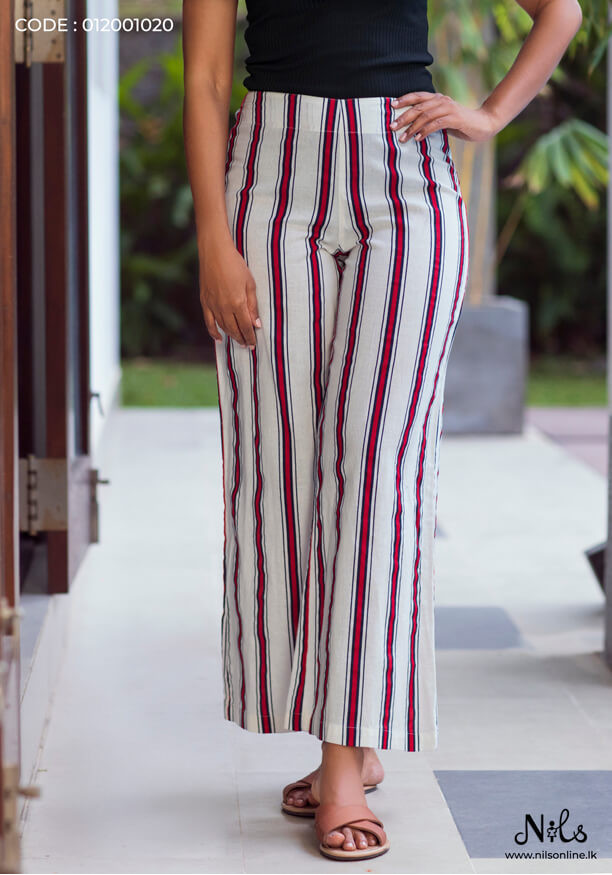 VIP Store - Frilled Waist Striped Print Palazzo Pant with Rib High Neck  White Sleeveless Top Size : S /M / L /XL/2XL/3XL/4XL Price : Rs 2199/- Code  No : 5005 Contact