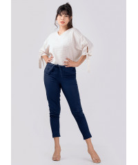 PAPER BAG WAIST BLUE CIGARETTE PANT 