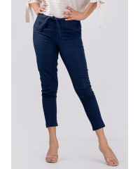 PAPER BAG WAIST BLUE CIGARETTE PANT 