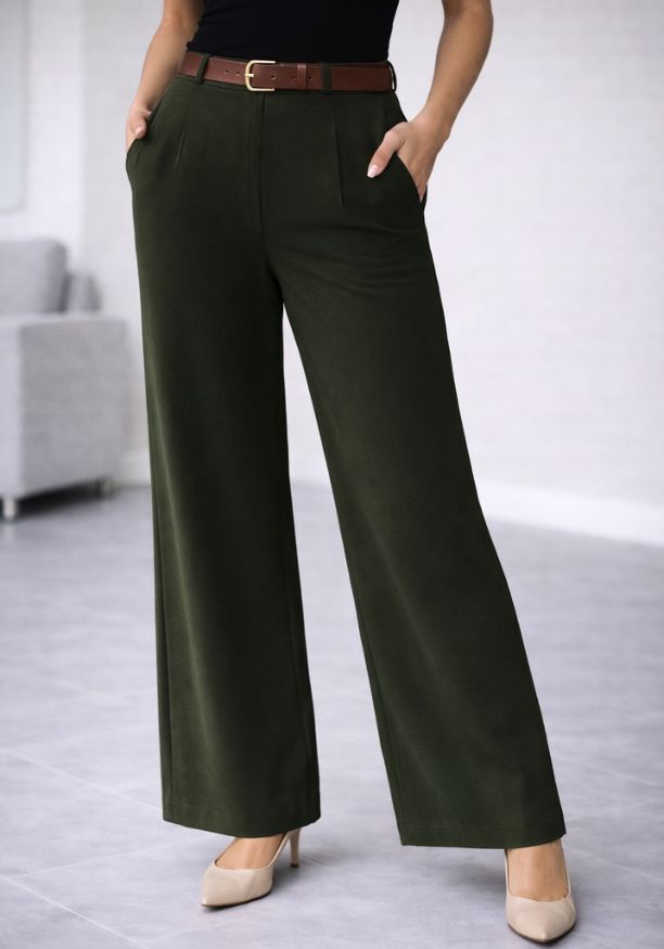 MIRA GREEN WIDE LONG PANT