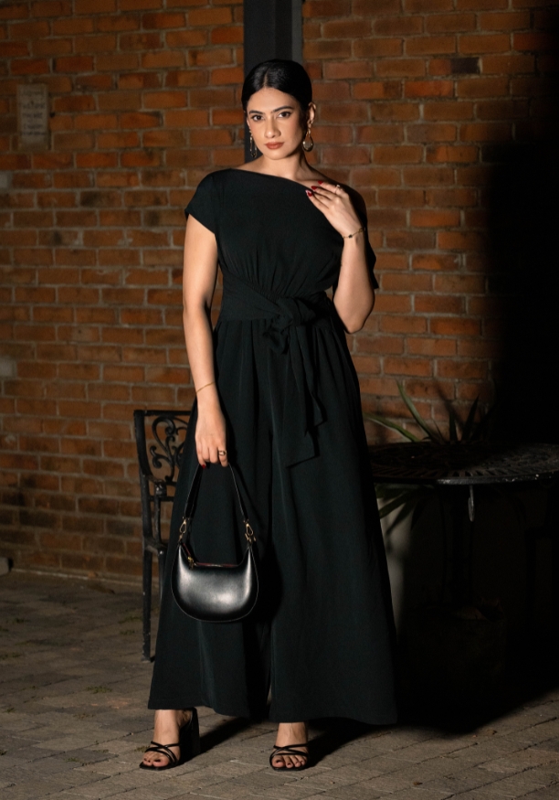 COLD SHOULDER BLACK JUMPSUIT