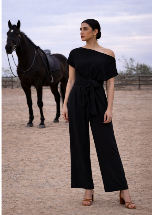 COLD SHOULDER BLACK JUMPSUIT