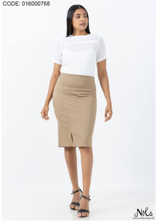 SARA CROSS OVER BEIGE SKIRT