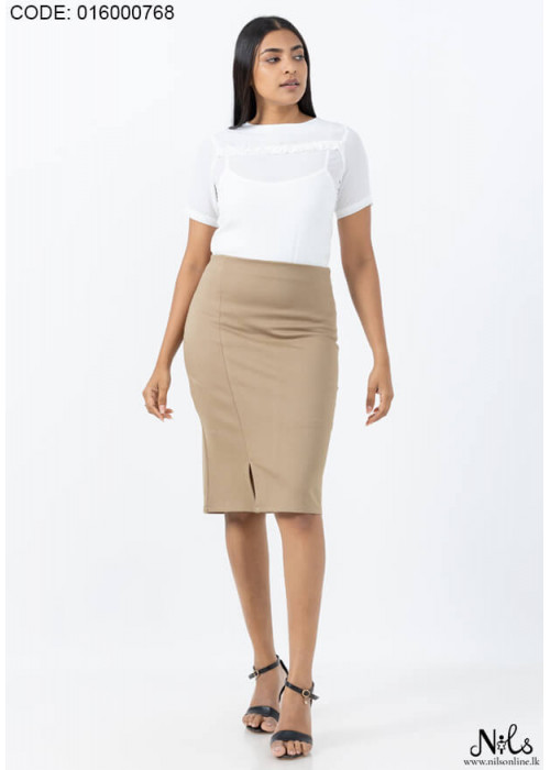 SARA CROSS OVER BEIGE SKIRT